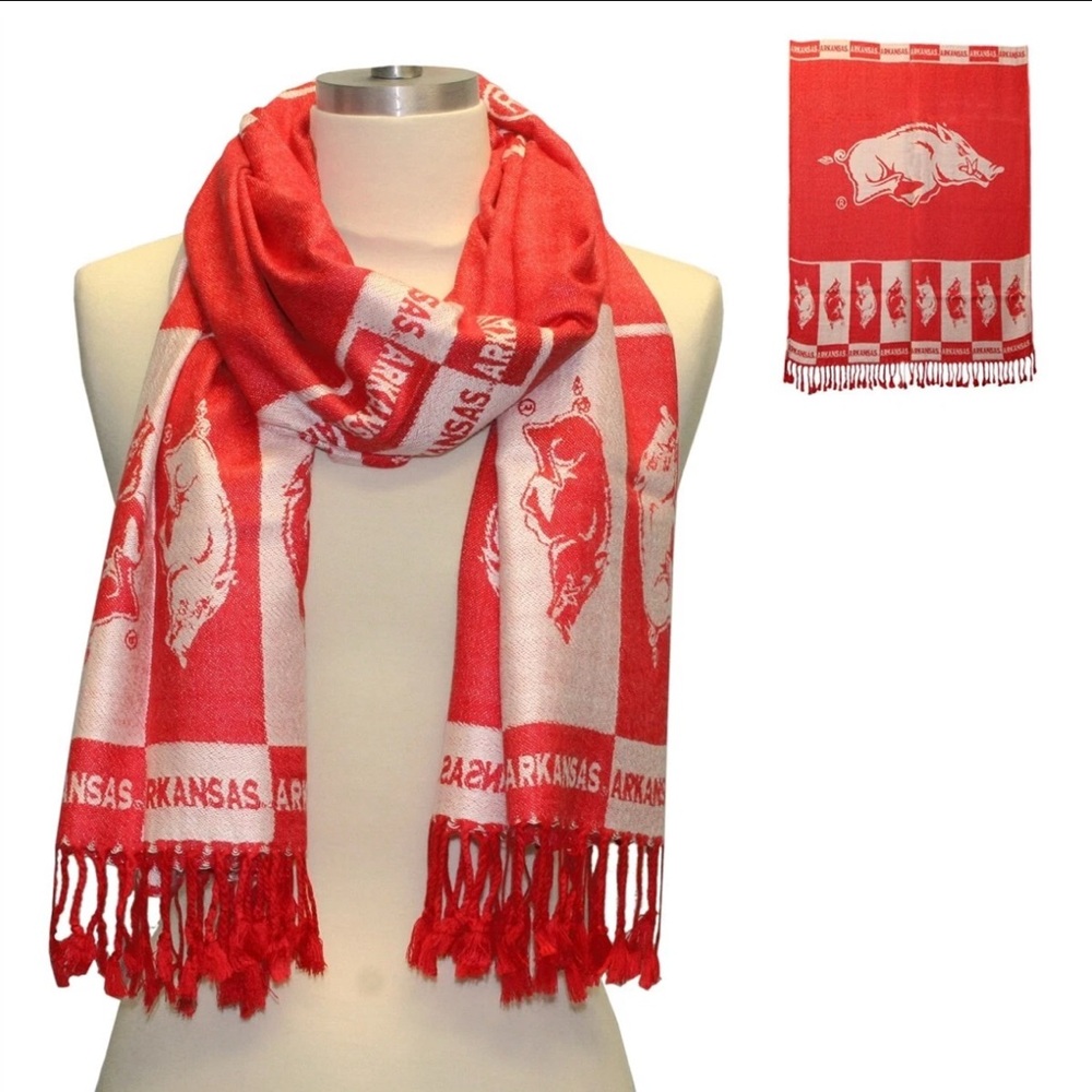 Arkansas Razorbacks Logo Scarf/Shawl Women's 70 x 24 NCAA. Reversible. ❤️
